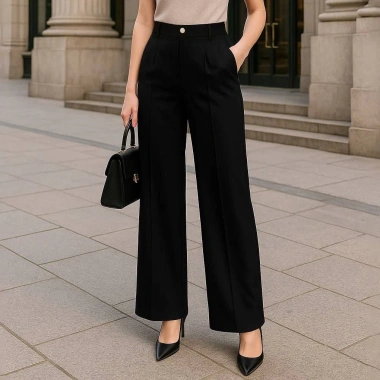 Quần tây nữ ống suông đen công sở – Phom gumac Yody Basic, dễ phối, giá 236.000₫