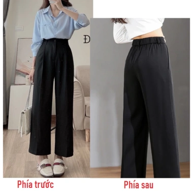 Quần tây nữ ống suông lưng chun cạp cao, cạp to 7cm, size lớn, bản Nấm Lùn - Giá 59.000đ