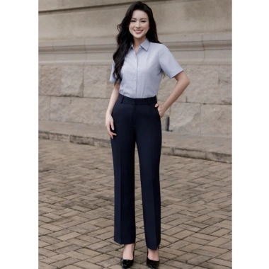 Quần tây nữ ống suông Thái Hòa 979 – Linen trơn co giãn, kiểu dáng đẹp, 455k