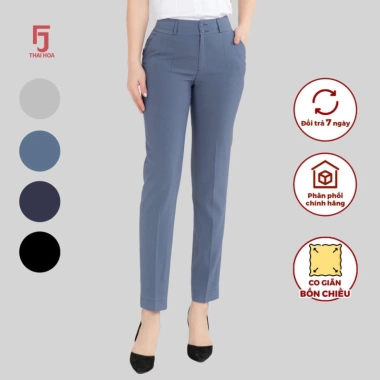 Quần tây nữ QAW2.016-R03 Thái Hòa FORM NHỎ poly cotton 2 ly ống đứng đa màu - 236k