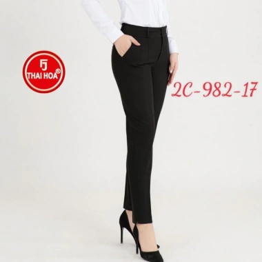 Quần tây nữ Thái Hòa 9 tấc lưng cao 2 ly chìm màu đen - Giá chỉ 259.000 VNĐ