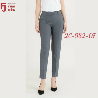 Quần tây nữ Thái Hòa 9 tấc lưng cao 2 ly chìm màu xám Giá chỉ 259k