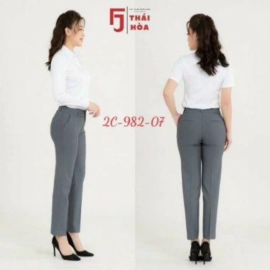 Quần tây nữ Thái Hòa 9 tấc lưng cao 2 ly chìm màu xám Giá chỉ 259k 3