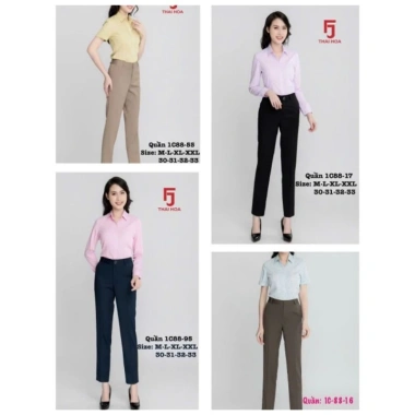 Quần tây nữ Thái Hòa lưng cao vải đẹp dáng dài phủ gót - Giá ưu đãi 299k
