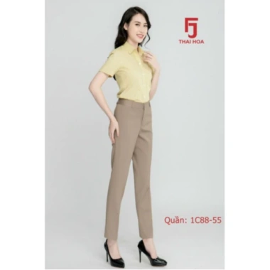 Quần tây nữ Thái Hòa lưng cao vải đẹp dáng dài phủ gót - Giá ưu đãi 299k