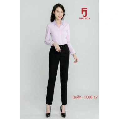 Quần tây nữ Thái Hòa lưng cao vải đẹp dáng dài phủ gót - Giá ưu đãi 299k