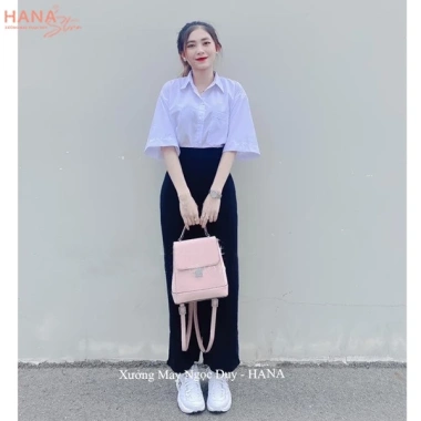 Quần tây ông rộng cạp cao nữ, vải dày đen, dáng suông dài, phù hợp học sinh công sở 2