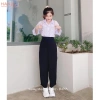 Quần tây ông rộng cạp cao nữ, vải dày đen, dáng suông dài, phù hợp học sinh công sở 4