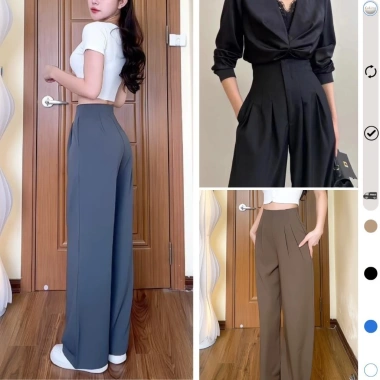 Quần tây ống rộng dáng suông gold nhật cạp cao lưng liền tôn eo tôn dáng 210k 4