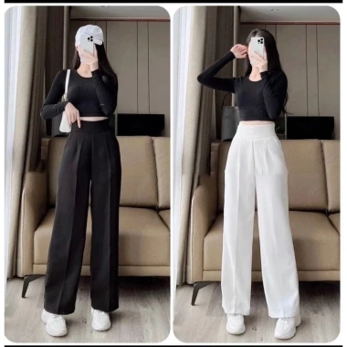 Quần tây ống rộng nữ cạp cao hoá kéo bên hông Vải tuyết mưa loại 1 giá 115.000đ