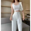 Quần Tây ống rộng nữ lưng cao 2 cúc vải tuyết mưa loại 1 dài 100cm giảm giá 115k 5