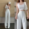 Quần tây ống rộng nữ lưng cao che khuyết điểm, Tuyết mưa loại 1, dài 100cm, giá ưu đãi 77.983₫