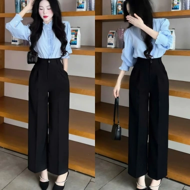 Quần tây ống rộng nữ lưng cao Culottes dài 95cm, thoáng mát, giá chỉ 83.000₫