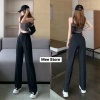 Quần Tây ống rộng suông đứng cạp khóa bản to 2 cúc không dãn, lưng cao, dài 100cm - Đen/Trắng, giảm còn 74.999đ 4