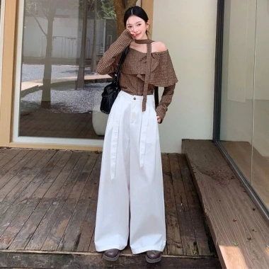 Quần Tây Ống Rộng YOSY Xếp Ly Cạp Cao Dây Chỉnh Eo Unisex - ZooZoo Clothing 2