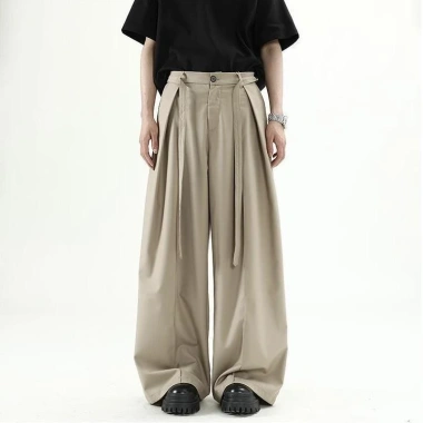 Quần Tây Ống Rộng YOSY Xếp Ly Cạp Cao Dây Chỉnh Eo Unisex - ZooZoo Clothing 3
