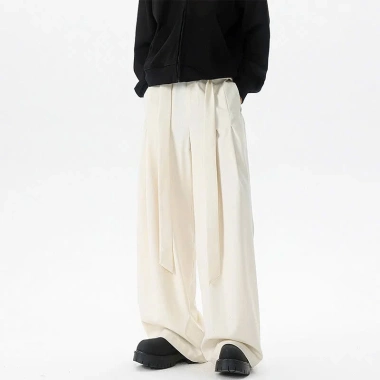 Quần Tây Ống Rộng YOSY Xếp Ly Cạp Cao Dây Chỉnh Eo Unisex - ZooZoo Clothing 4