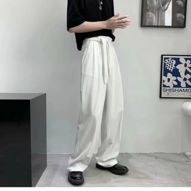 Quần Tây Ống Rộng YOSY Xếp Ly Cạp Cao Dây Chỉnh Eo Unisex - ZooZoo Clothing 6