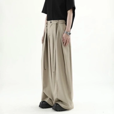 Quần Tây Ống Rộng YOSY Xếp Ly Cạp Cao Dây Chỉnh Eo Unisex - ZooZoo Clothing 7