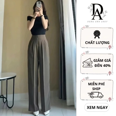 Quần Tây Ống Suông Cạp Liền Gold Mỹ, Khóa Sườn, Chất Mềm, Lưng Cao Rũ, Tôn Dáng 165k