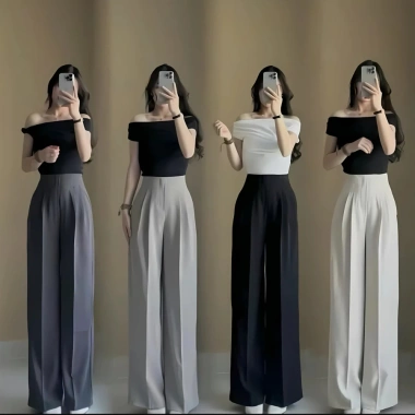 Quần tây ống suông khóa sườn vải gold lưng cao tôn dáng, giảm giá 299k - Outfit đi học làm việc