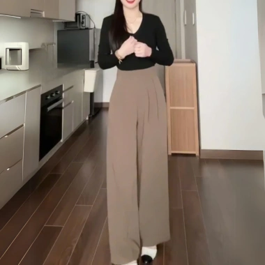 Quần tây ống suông khóa sườn vải gold lưng cao tôn dáng, giảm giá 299k - Outfit đi học làm việc