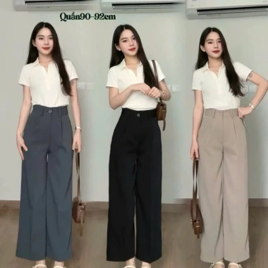 Quần Tây Ống Suông Nấm Lùn Dưới 1m55 Chất Gold Nhật Lưng Cao Tôn Dáng 90-93cm