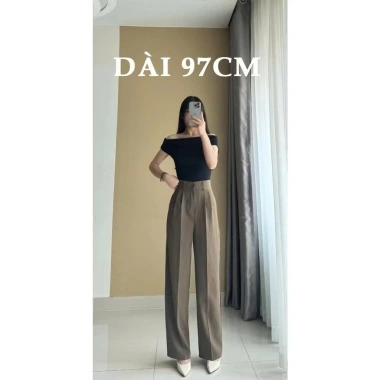 Quần Tây Ống Suông Nữ Cạp Cao 1 Cúc Gold Nhật mềm, độ rủ - Giá ưu đãi 125k