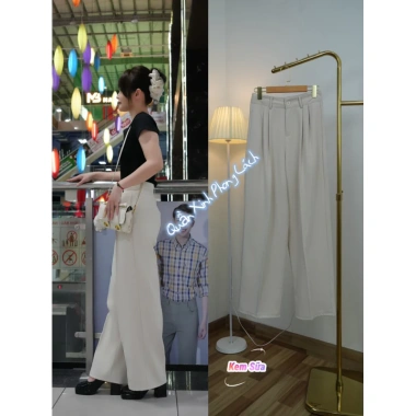 Quần Tây Ống Suông Nữ Cạp Cao Vải Gold Nhật Đai Mềm Mịn, Tôn Dáng, Giá 215.000