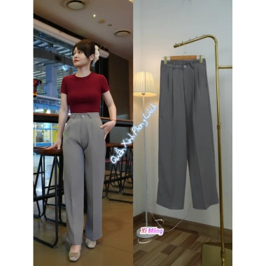 Quần Tây Ống Suông Nữ Cạp Cao Vải Gold Nhật Đai Mềm Mịn, Tôn Dáng, Giá 215.000