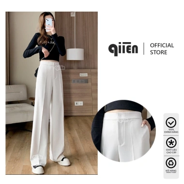 Quần Tây Ống Suông QIIEN Nữ Lưng Cao Ống Rộng Kéo Khoá Trước Mã H82 Ưu Đãi 142k 3