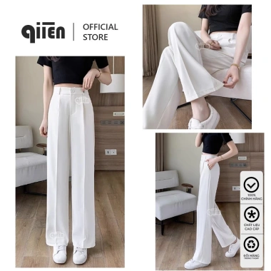 Quần Tây Ống Suông QIIEN Nữ Lưng Cao Ống Rộng Kéo Khoá Trước Mã H82 Ưu Đãi 142k 5