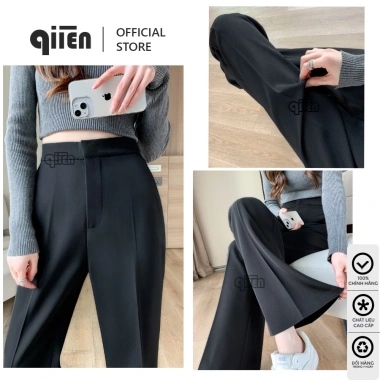 Quần Tây Ống Suông QIIEN Nữ Lưng Cao Ống Rộng Kéo Khoá Trước Mã H82 Ưu Đãi 142k 6