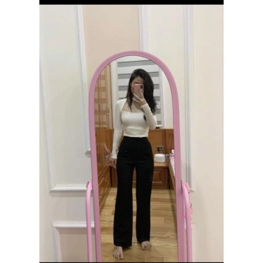 Quần tây suông công sở LAMIGO SHOP ống đứng rộng dáng cơ bản giá 199.000đ