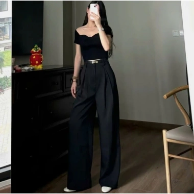 Quần Tây Suông Ống Rộng Gold Nhật - Ly Lệch Lưng Cao Tôn Dáng 210.000 VND