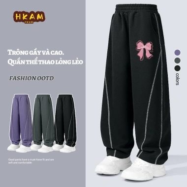 Quần Thể Thao Bé Gái Dáng Rộng Sành Điệu, Thường Ngày Mùa Xuân Thu In Nơ - Giá 210.000đ