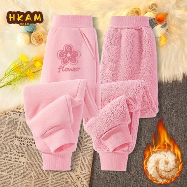 Quần thể thao bé gái lông cừu mùa đông ấm áp, in hoa Unisex – Giá 210.000 VNĐ