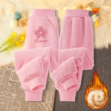 Quần thể thao bé gái lông cừu mùa đông ấm áp, in hoa Unisex – Giá 210.000 VNĐ