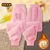 Quần thể thao bé gái lông cừu mùa đông ấm áp, in nơ Unisex - Giá chỉ 210.000₫