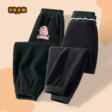 Quần thể thao bé gái vải nhung mùa đông ấm áp, in hình Labubu Unisex 250.000₫