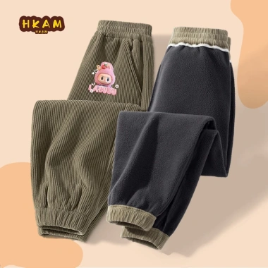 Quần thể thao bé gái vải nhung mùa đông ấm áp, in hình Labubu Unisex 250.000₫