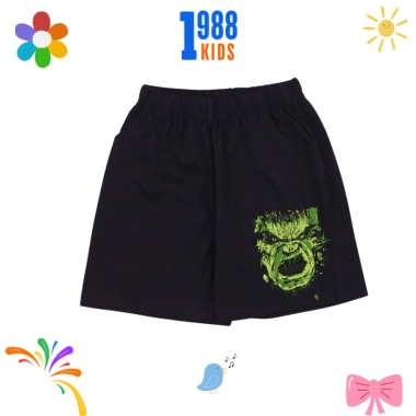 Quần thun cotton bé trai đen cộc mùa hè, in họa tiết cá tính - Giá 84.000 VND 2