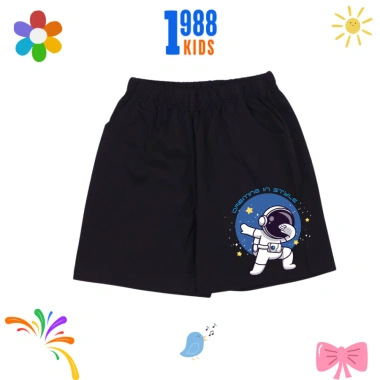 Quần thun cotton bé trai đen cộc mùa hè, in họa tiết cá tính - Giá 84.000 VND 5
