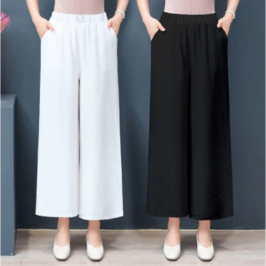 Quần trung niên nữ ống suông lưng thun bigsize đũi mềm nhẹ mát siêu thị 24h - Giá 109.000đ