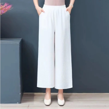 Quần trung niên nữ ống suông lưng thun bigsize đũi mềm nhẹ mát siêu thị 24h - Giá 109.000đ