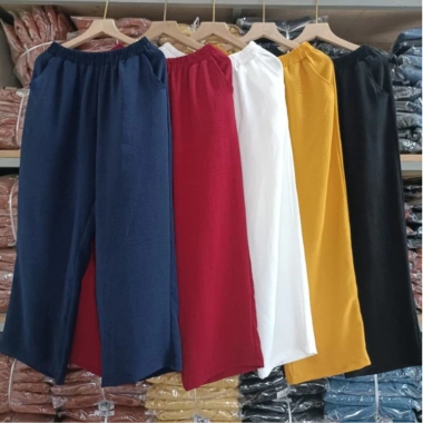 Quần trung niên nữ ống suông lưng thun bigsize đũi mềm nhẹ mát siêu thị 24h - Giá 109.000đ