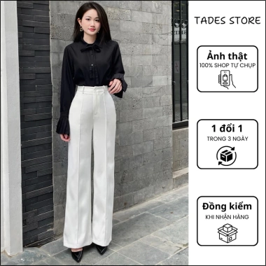 Quần Vải Nữ Quần Tây Nữ Ống Suôn Cạp Cao Chất Liệu Như Ý - Phong Cách Công Sở Giá 145k