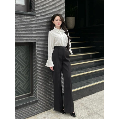Quần Vải Nữ Quần Tây Nữ Ống Suôn Cạp Cao Chất Liệu Như Ý - Phong Cách Công Sở Giá 145k