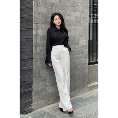 Quần Vải Nữ Quần Tây Nữ Ống Suôn Cạp Cao Chất Liệu Như Ý - Phong Cách Công Sở Giá 145k