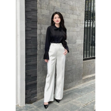 Quần Vải Nữ Quần Tây Nữ Ống Suôn Cạp Cao Chất Liệu Như Ý - Phong Cách Công Sở Giá 145k